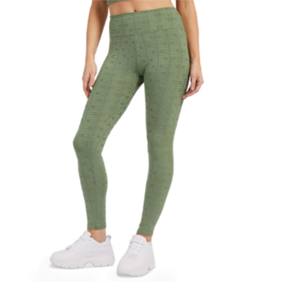 NWT GUESS Women's Dana Embossed Full-length Leggings In Ocean Sage